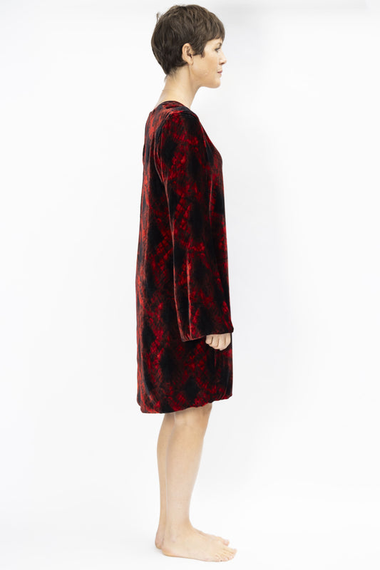 AB009-PEGGY DRESS RED TIE DYE