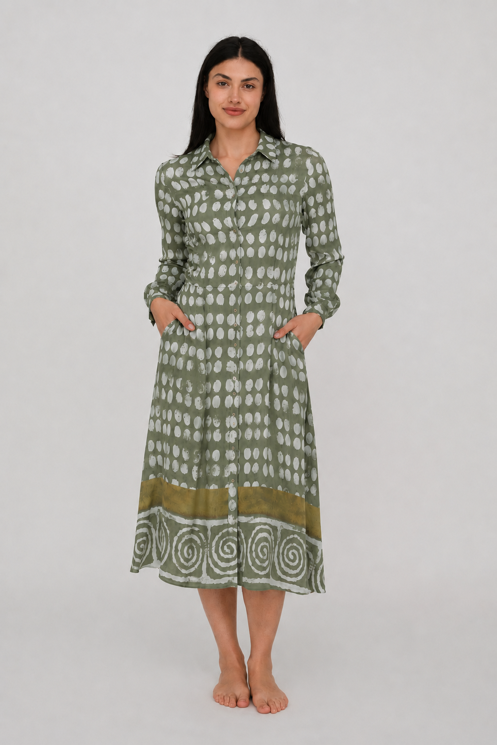 AB061-VITTORIA DRESS-GREEN POIS-SVS