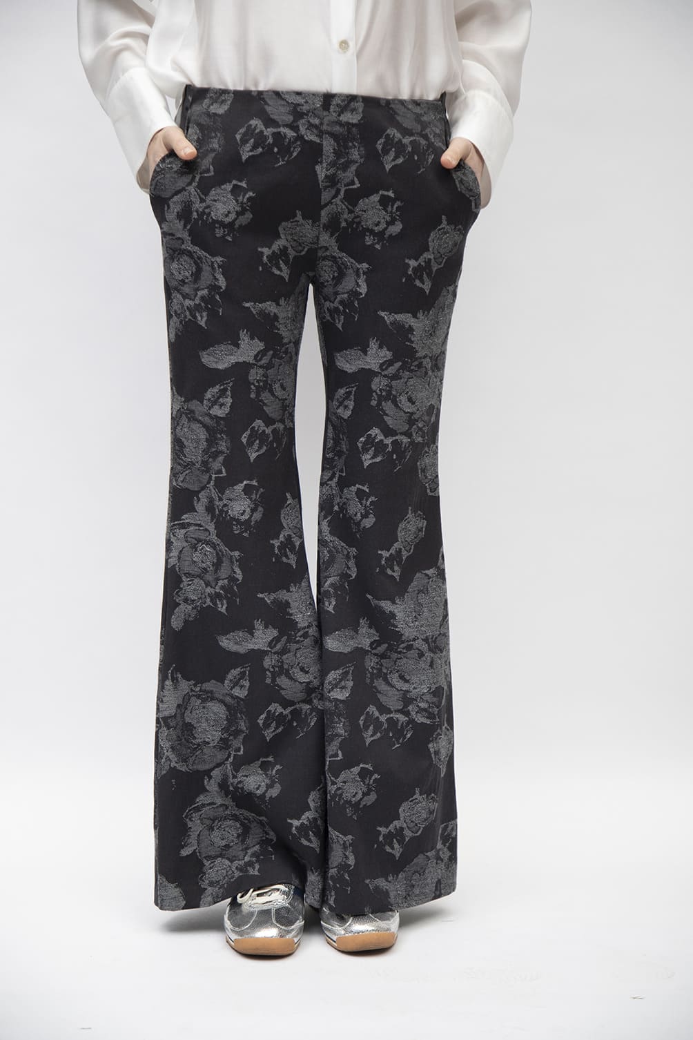 PA041-PANTALONE ROSA-JACQUARD ROSA NERA
