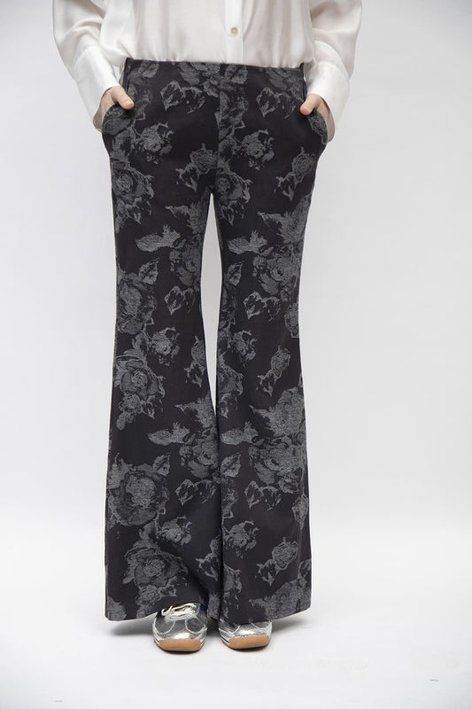 PA041-PANTALONE ROSA-JACQUARD ROSA NERA