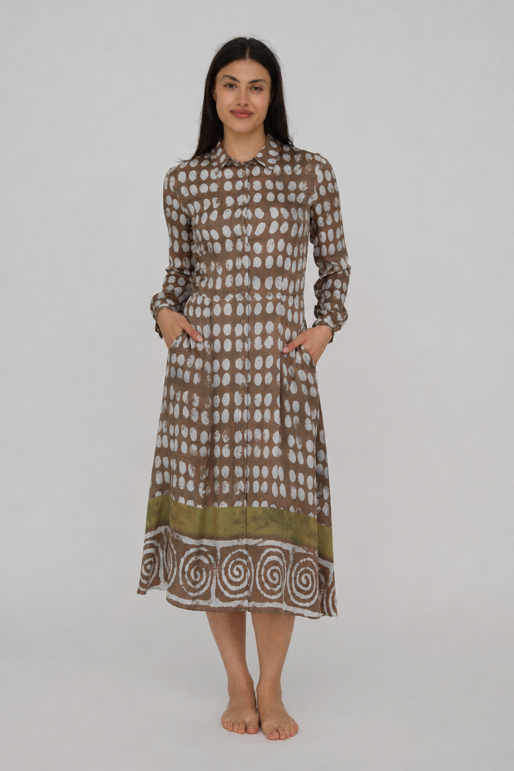 AB061-VITTORIA DRESS BROWN POIS-SVS