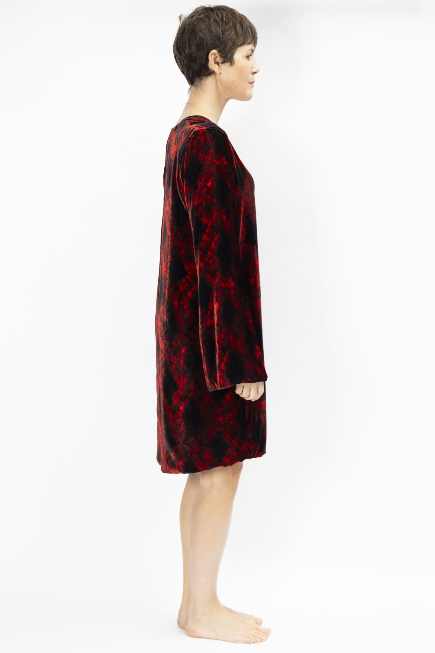 AB009-PEGGY DRESS RED TIE  DYE