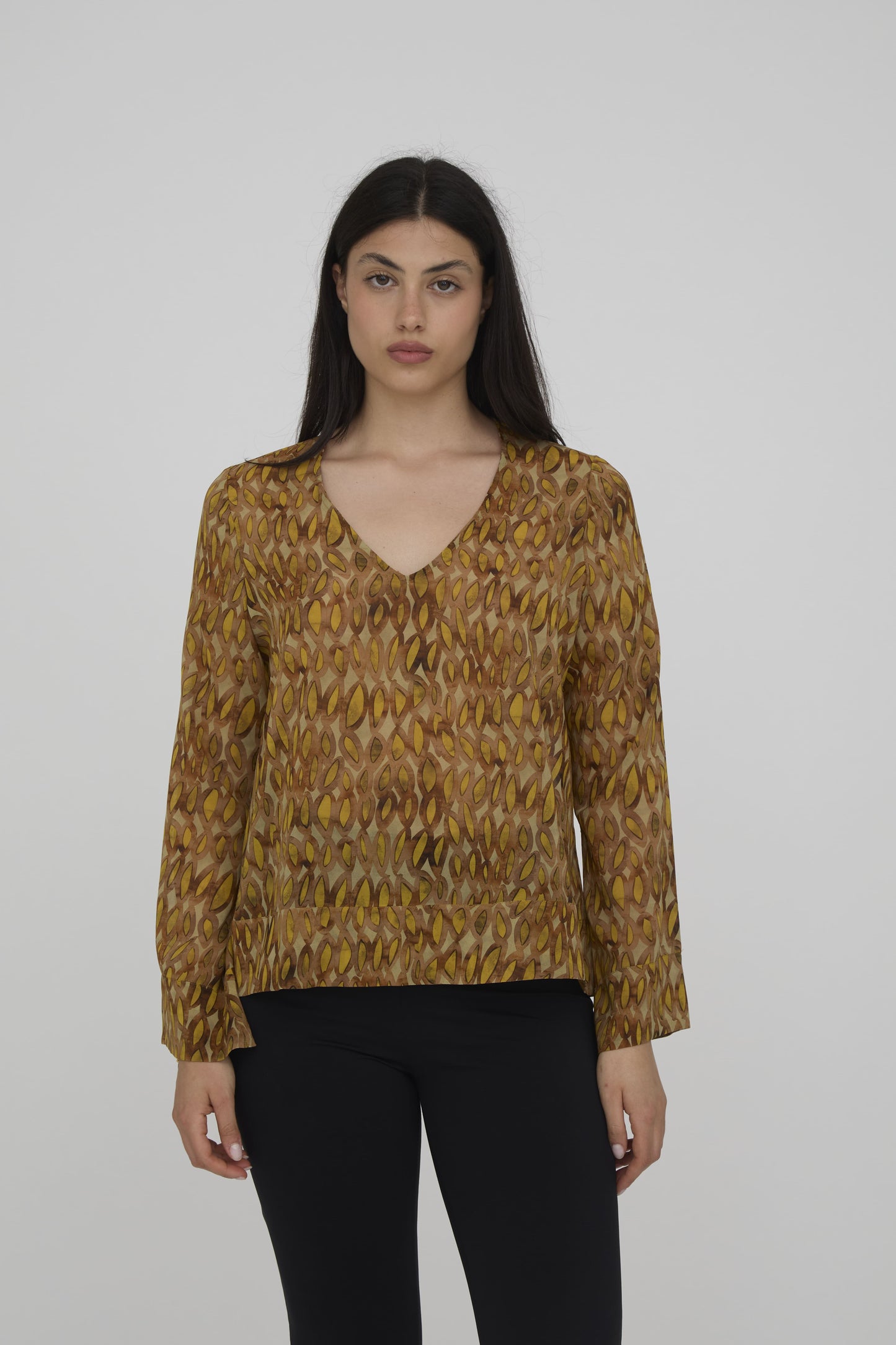 CA009-PAGODA SHIRT-BROWN YELLOW OVAL