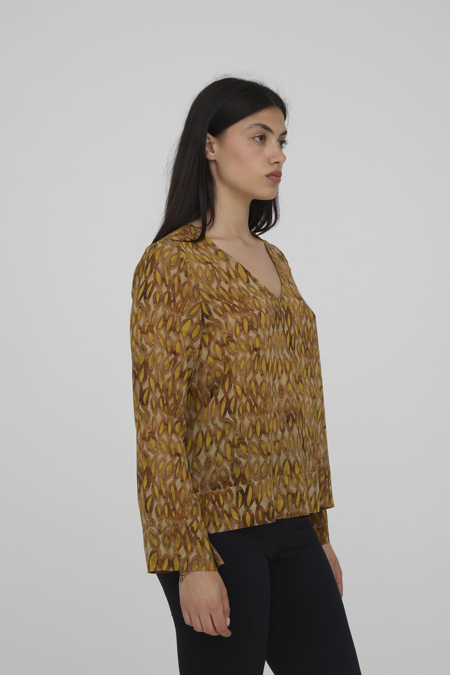CA009-PAGODA SHIRT-BROWN YELLOW OVAL