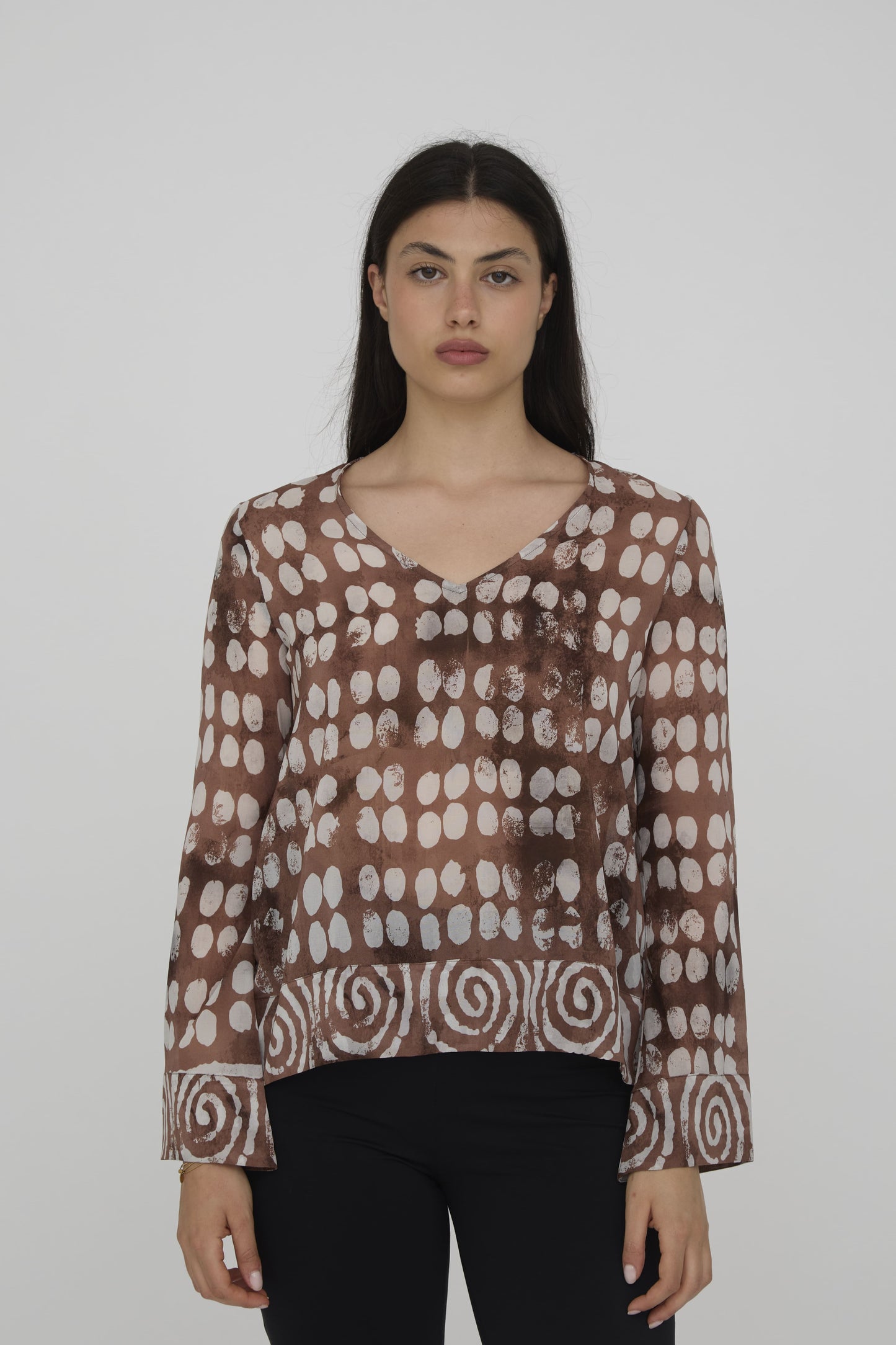 CA009-PAGODA SKIRT-BROWN POIS-CSS