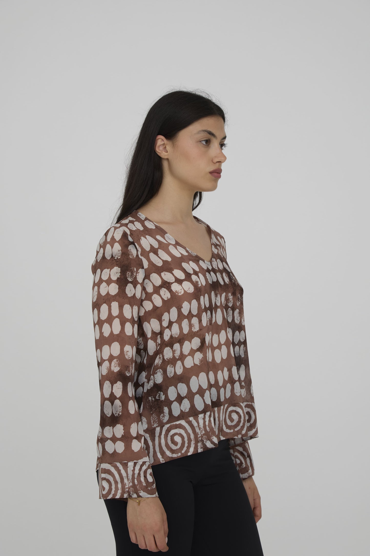 CA009-PAGODA SKIRT-BROWN POIS-CSS