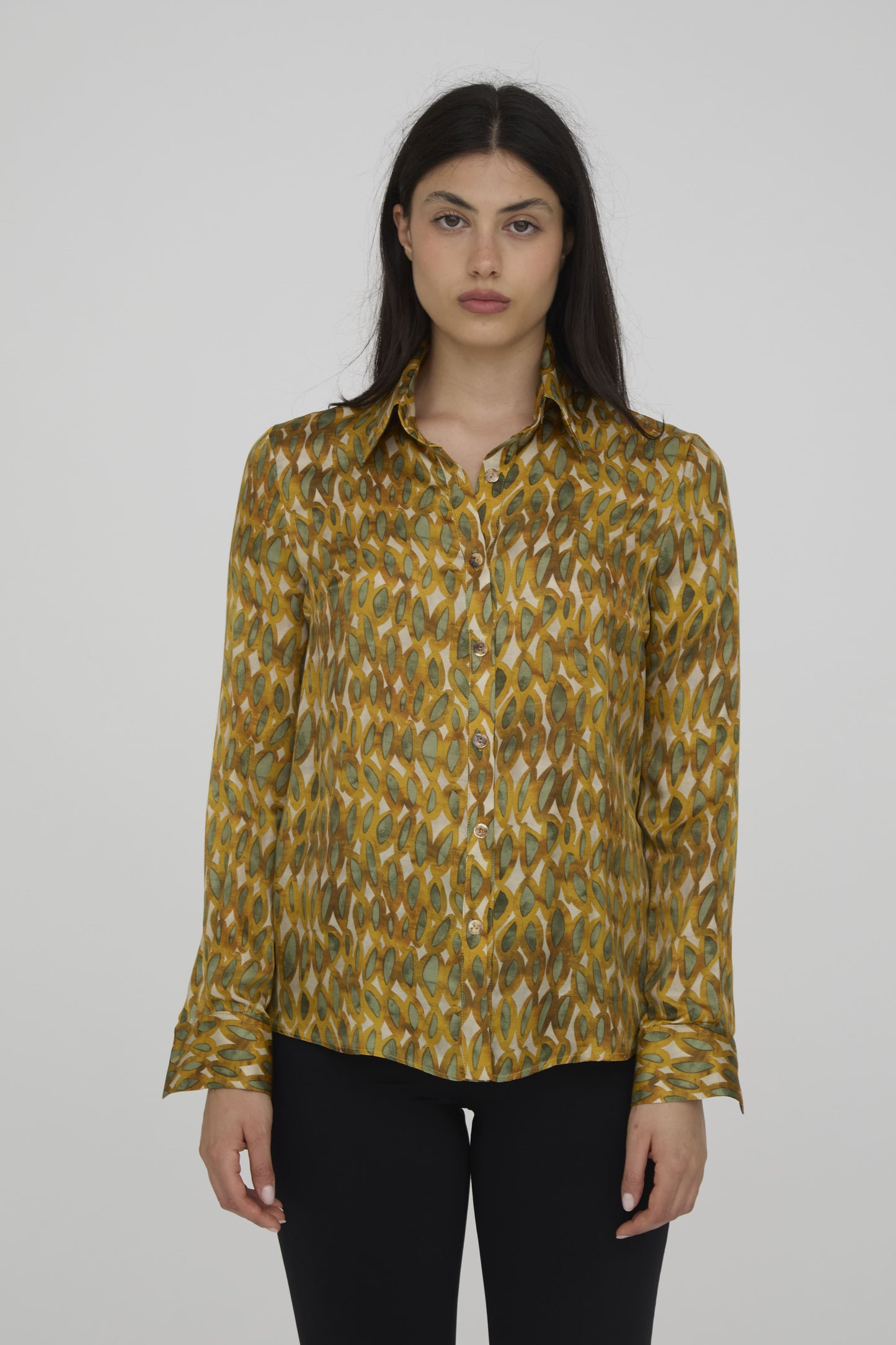 CA002-27-SVS CAMICIA MARIA BROWN-YELLOW OVAL