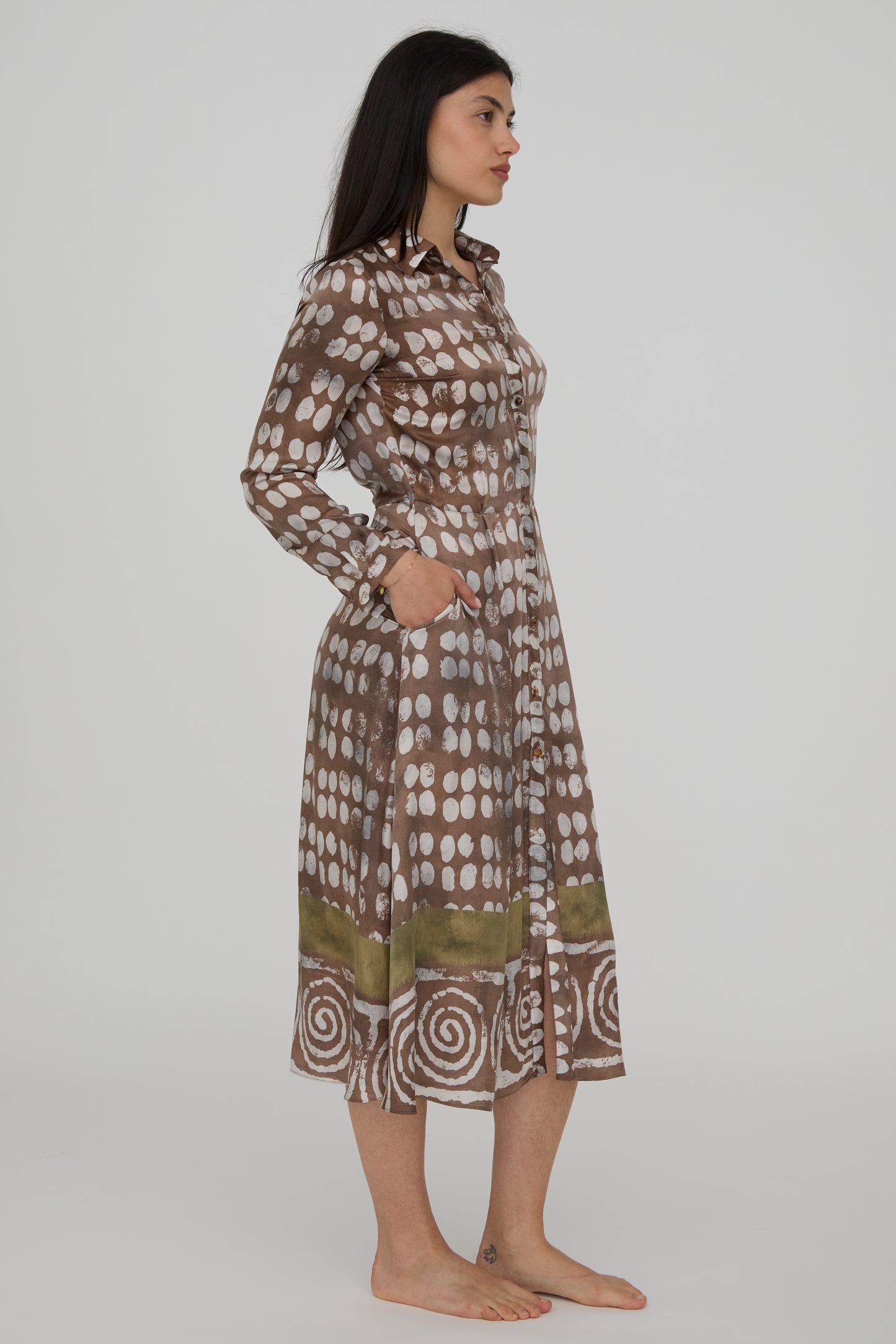 AB061-VITTORIA DRESS BROWN POIS-SVS